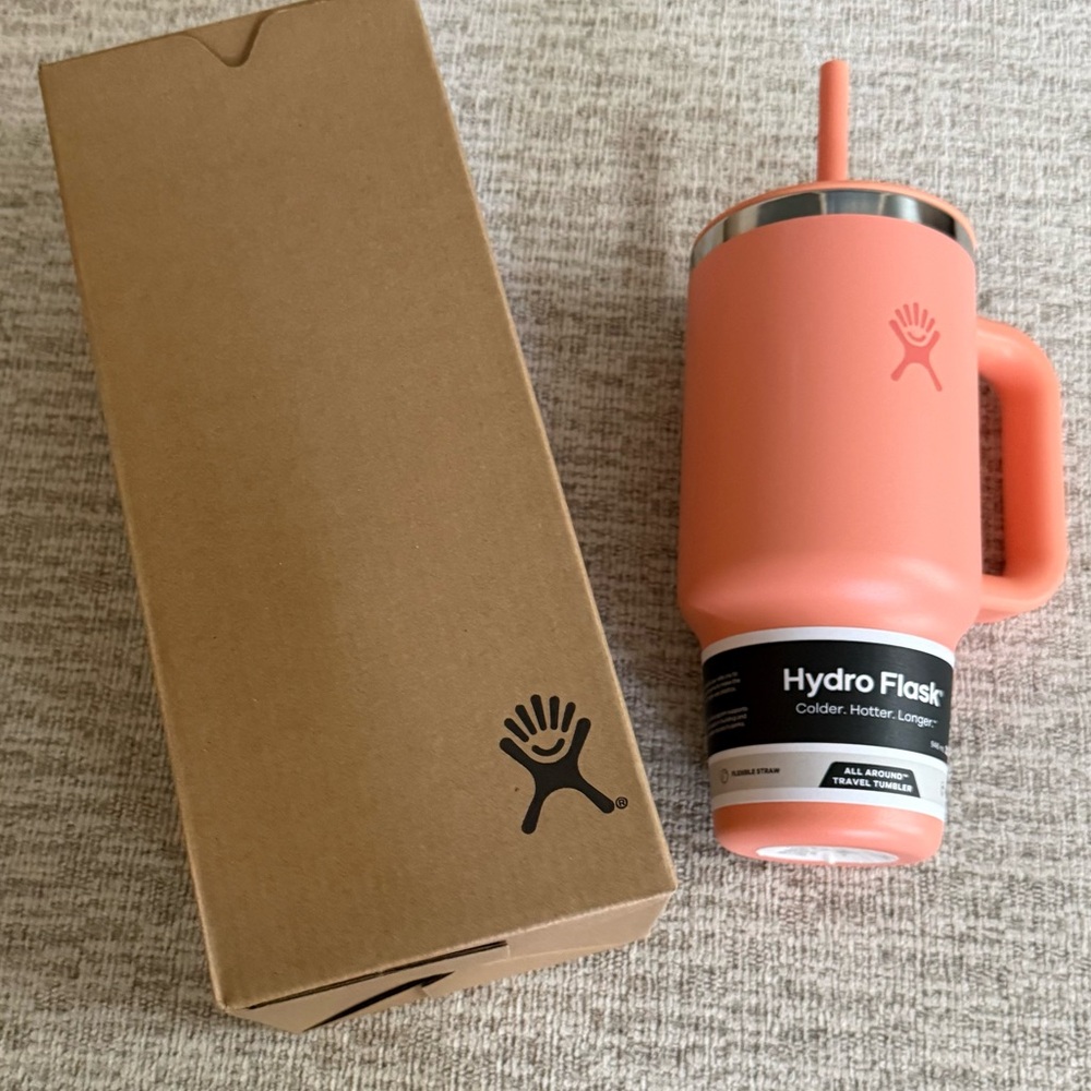NEW w/ Box Straw Lid Hydro Flask 32 oz All Around Travel Tumbler Mug Sunglow T33 - Picture 2 of 9